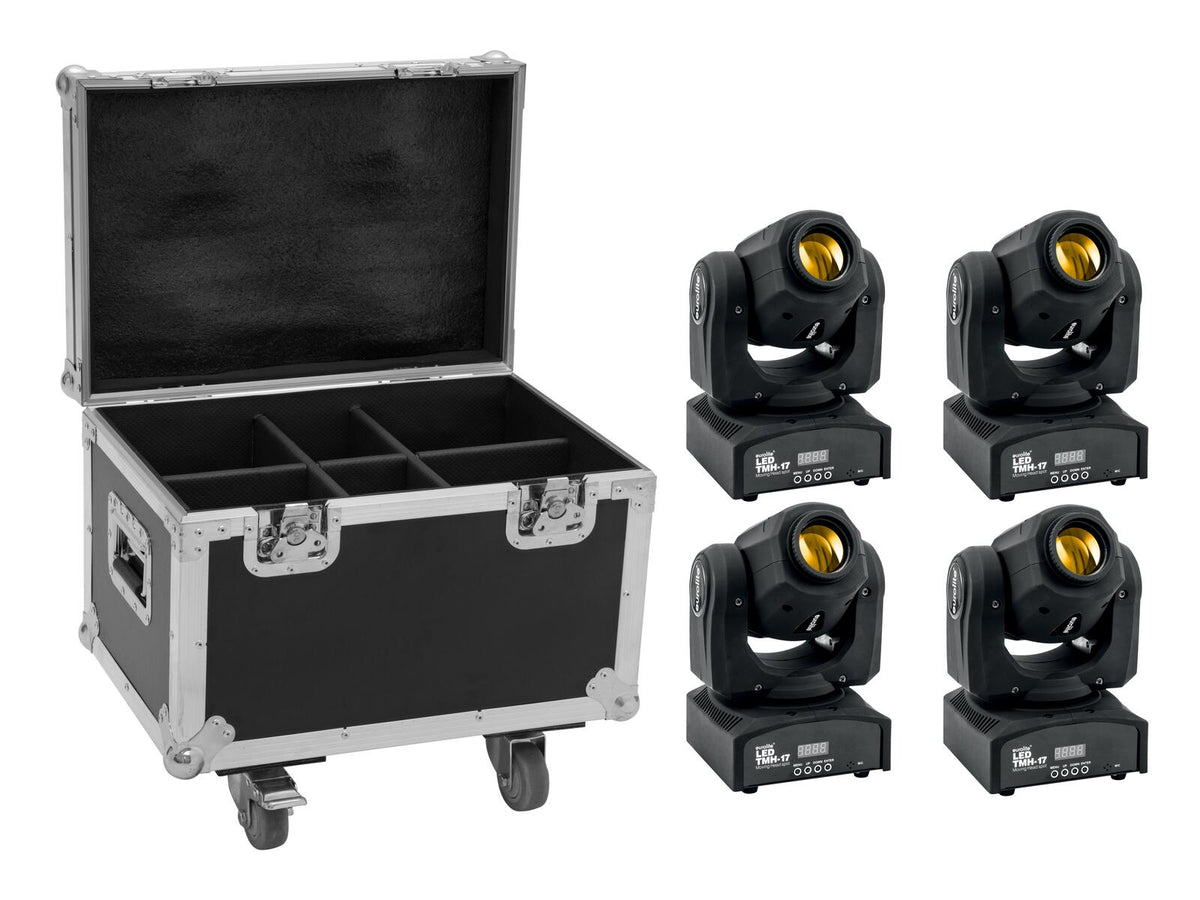 Eurolite Set 4x LED TMH-17 Cabezas Móviles + Flightcase