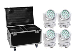 EUROLITE Set 4x LED TMH-X4 blanco + Case con ruedas