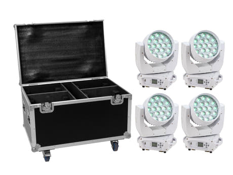 EUROLITE Set 4x LED TMH-X4 blanco + Case con ruedas