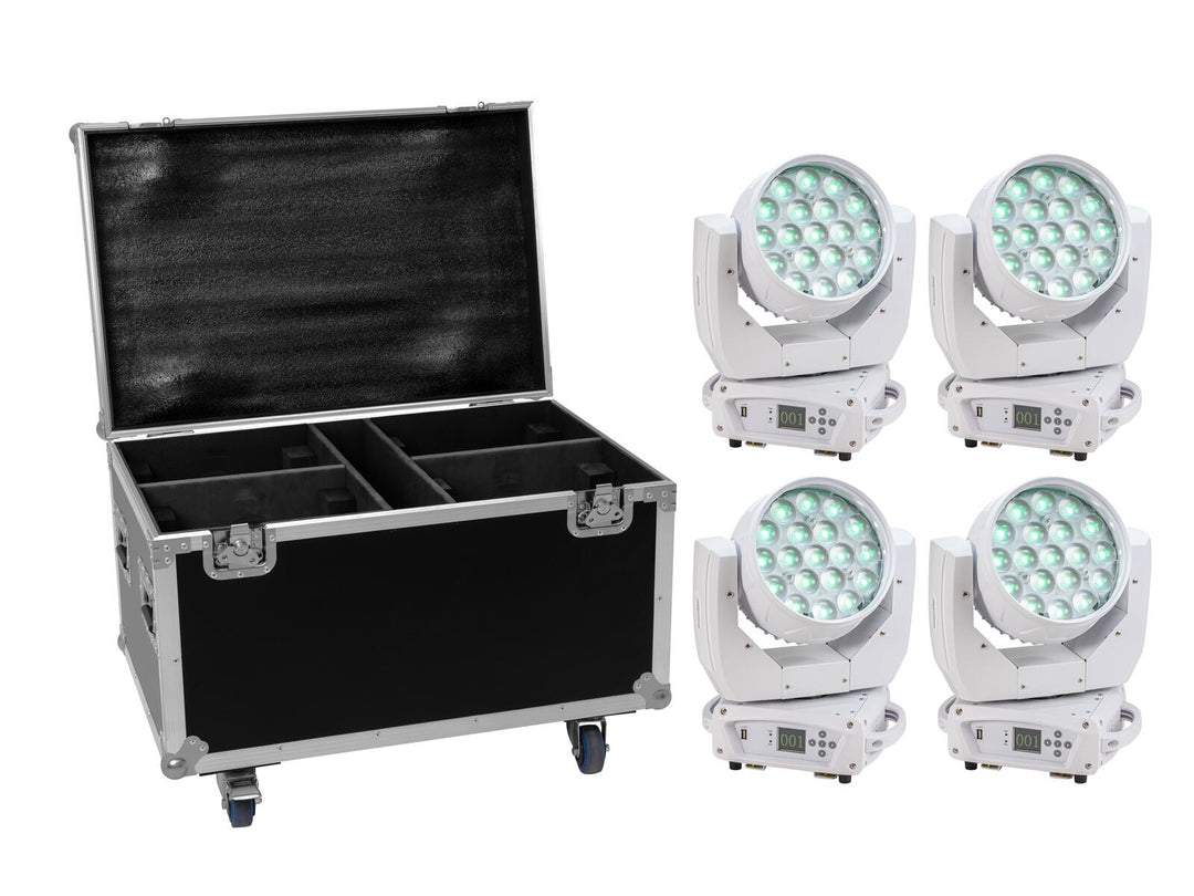 EUROLITE Set 4x LED TMH-X4 blanco + Case con ruedas