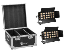EUROLITE Set 2x LED CLS-18 QCL RGB/WW 18x7W + Estuche de transporte