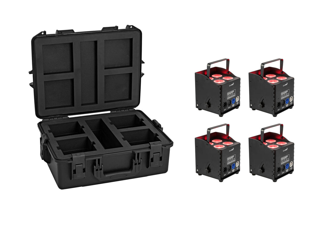 EUROLITE Set 4x AKKU UP-4 QCL Spot QuickDMX MK2 + estuche de plástico