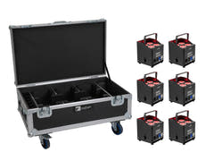EUROLITE Set 6x AKKU UP-4 QCL Spot QuickDMX MK2 + Flightcase con ruedas y función de carga