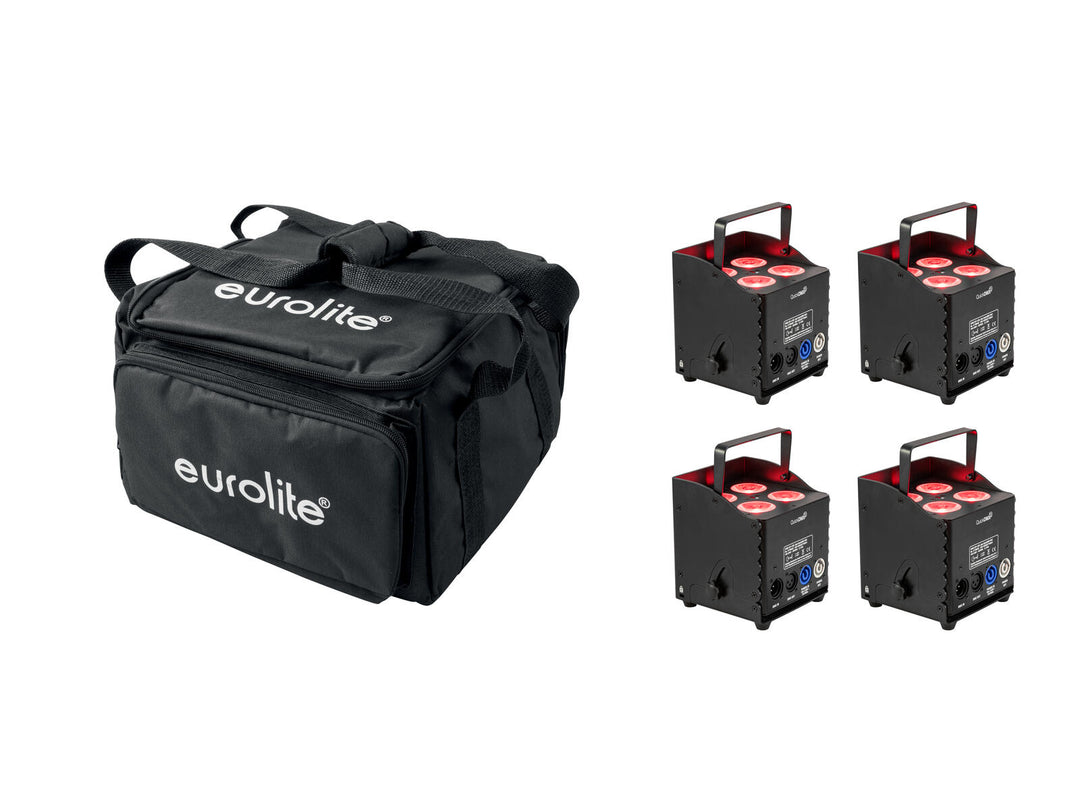EUROLITE Set 4x AKKU UP-4 QCL Spot QuickDMX MK2 + Bolsa blanda