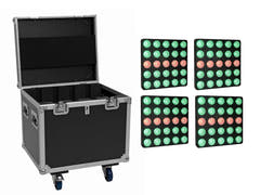 EUROLITE Conjunto 4x LED Pixel Matrix Panel 5x5 RGB/WW + Flightcase con ruedas