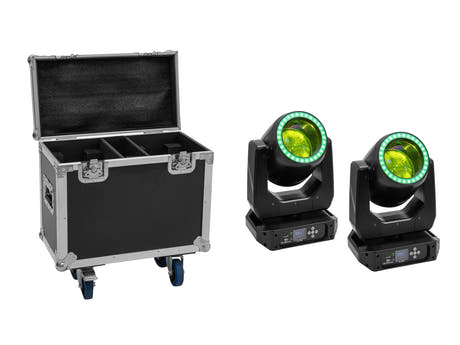 EUROLITE Set 2x LED TMH-B120 Hypno Cabezas Móviles Beam + Flightcase con ruedas