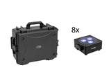 EUROLITE Set 8x AKKU Flat Light 3 bk + Plastic case with trolley