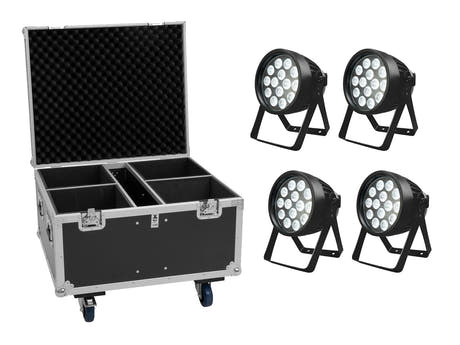 EUROLITE Conjunto 4x LED IP PAR 14x8W QCL + maleta