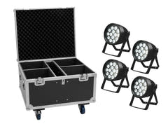 EUROLITE Conjunto de 4x LED IP PAR 14x10W HCL + Flightcase