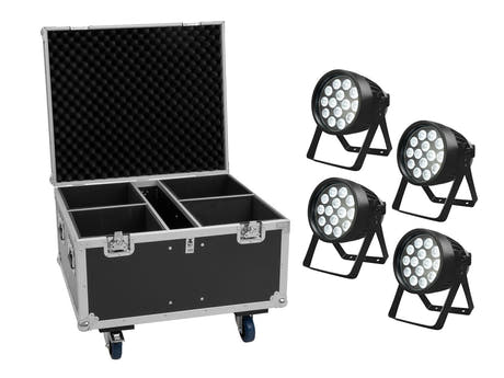 EUROLITE Conjunto de 4x LED IP PAR 14x10W HCL + Flightcase