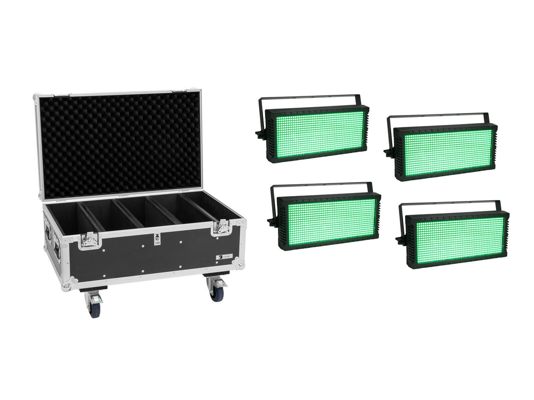 EUROLITE Set de 4x LED Strobe SMD PRO 864 DMX RGB + Flightcase
