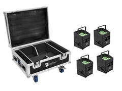 EUROLITE Set 4x AKKU IP UP-4 QCL Spot QuickDMX MK2 + Flightcase con ruedas y función de carga