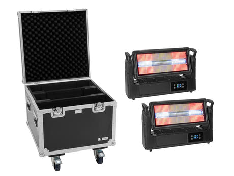 EUROLITE Set 2x LED IP Mega PIX Strobe 714 SWING + Flightcase con ruedas