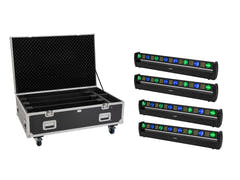 EUROLITE Set 4x LED BAR-8 SWING QCL barra + Flightcase con ruedas