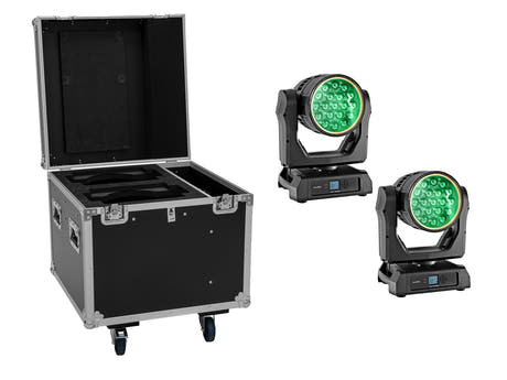 EUROLITE Set 2x LED IP TMH-W285 Hypno Cabezas Móviles Wash + Flightcase con ruedas