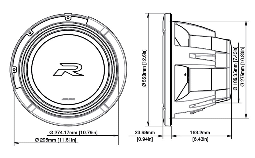Subwoofer Alpine R2-W12D4 Type-R de 12" y 4 Ohm