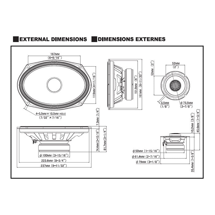 Alpine S2-S69C altavoz 6x9" de 2 vías, kit de componentes