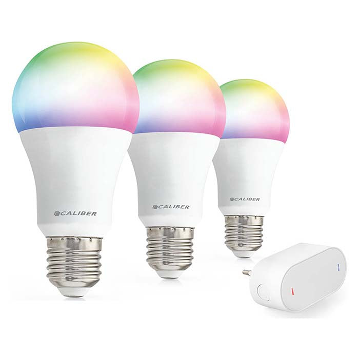 Starterpack para hogar inteligente Caliber E27, bombillas LED blancas/multicolor