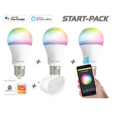 Starterpack para hogar inteligente Caliber E27, bombillas LED blancas/multicolor