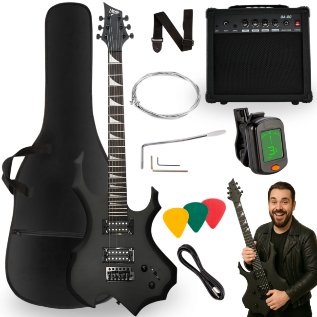V-TONE EGS 39 MBK paquete de Guitarra eléctrica 4/4, negro