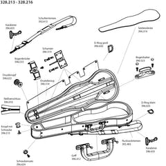 GEWA Montaje de mochila para estuche de Violines/viola con forma - 2 correas de mochila