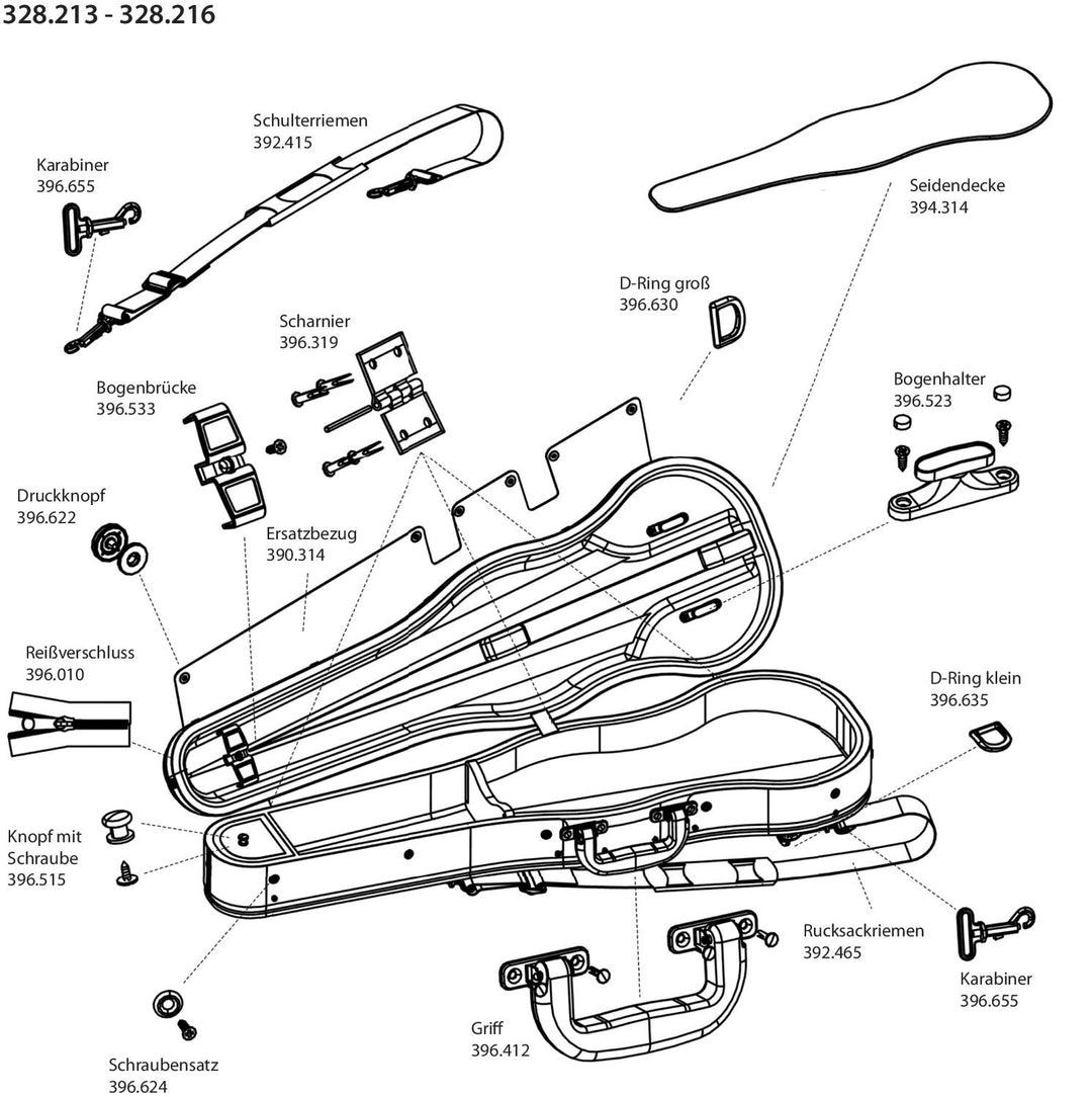 GEWA Montaje de mochila para estuche de Violines/viola con forma - 2 correas de mochila