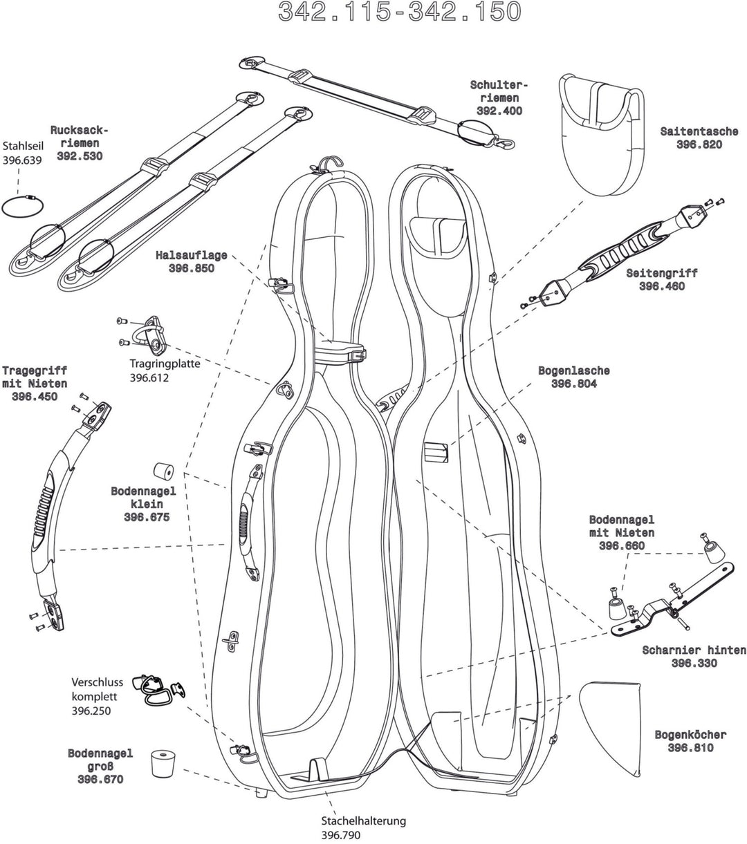 GEWA Estuche de Violonchelo Idea Original Carbon 2.9 - Cierre completo