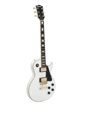 DiMavery LP-520 Electric Guitar, White/Gold