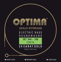 Cuerdas de E-Bass Optima Gold Strings Round Wound de escala larga - Set de 4 cuerdas reg-light (2299L)