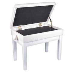 Banco de piano – almacenamiento y altura ajustable (blanco)