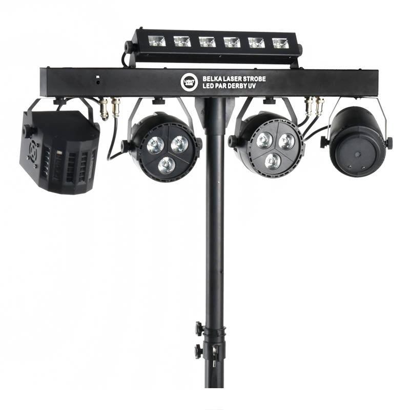 LIGHT4ME T-BAR LASER STROBE LED PAR DERBY UV IR multiefecto
