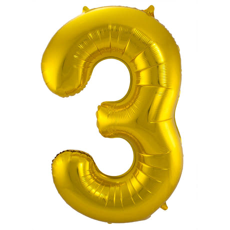 Globo de Foil Número 3 (Oro, 86 cm)