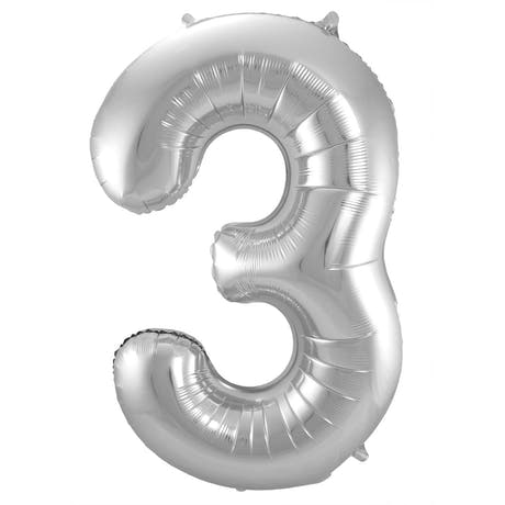 Globo de Foil Número 3 (Plata, 86 cm)