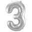 3 Shaped Number Foil Balloon Silver (86 cm)