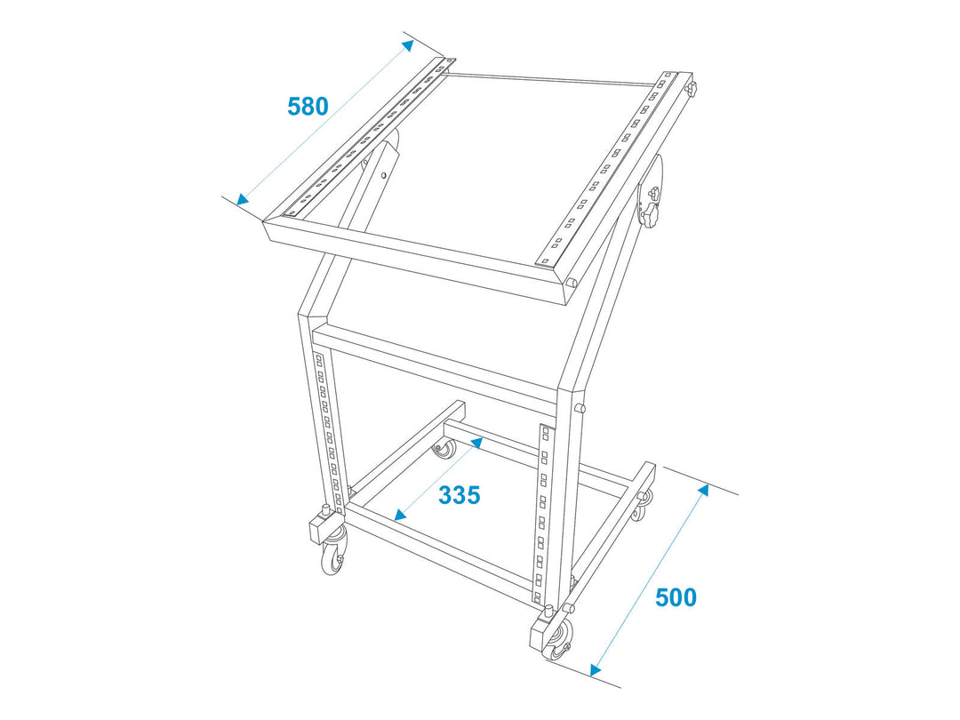 Soporte de rack OMNITRONIC 12U/10U ajustable con ruedas