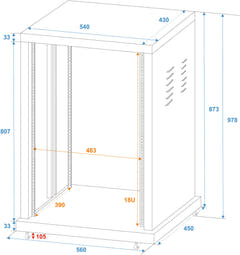 ROADINGER Rack de acero SR-19, 18U