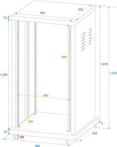 ROADINGER Rack de acero SR-19, 30U