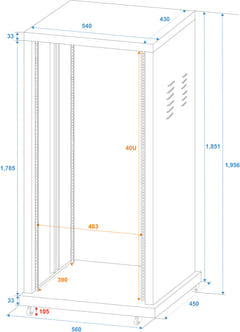 ROADINGER Rack de acero SR-19, 40U