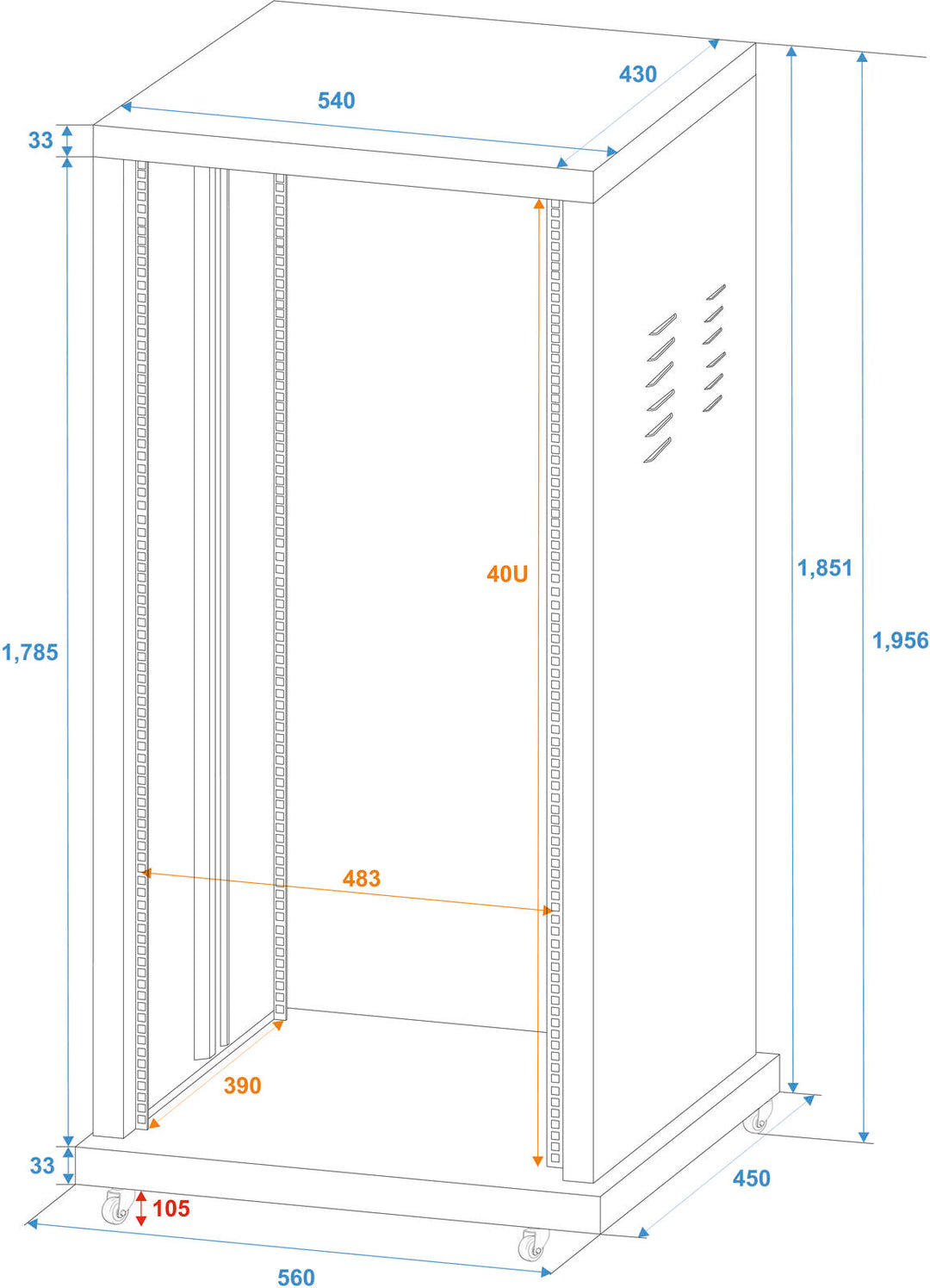 ROADINGER Rack de acero SR-19, 40U