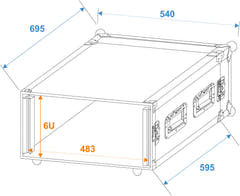ROADINGER Rack para amplificador PR-2ST, 6U, 57cm de profundidad