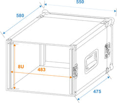ROADINGER Rack para amplificador PR-2, 8U, 47cm de profundidad