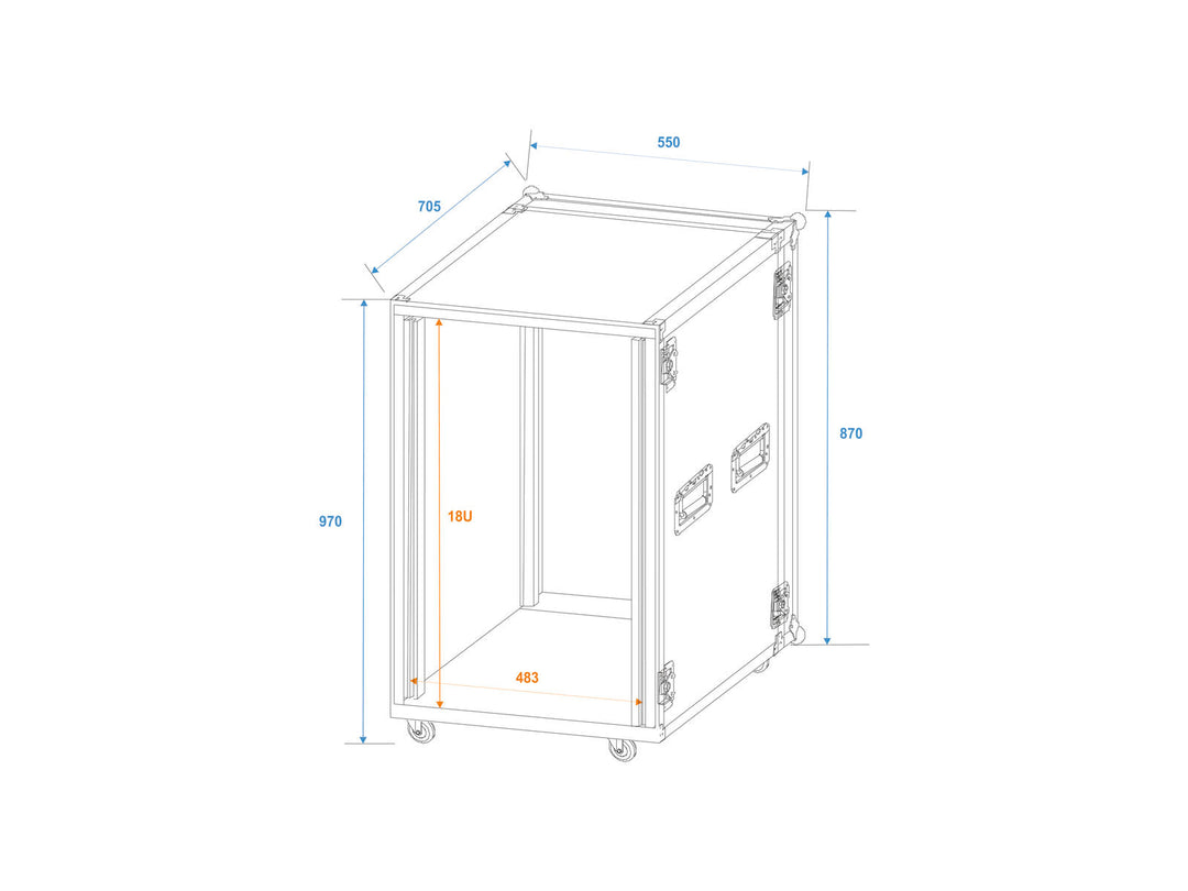 ROADINGER Rack para amplificador PR-2ST, 18U, 57cm con ruedas