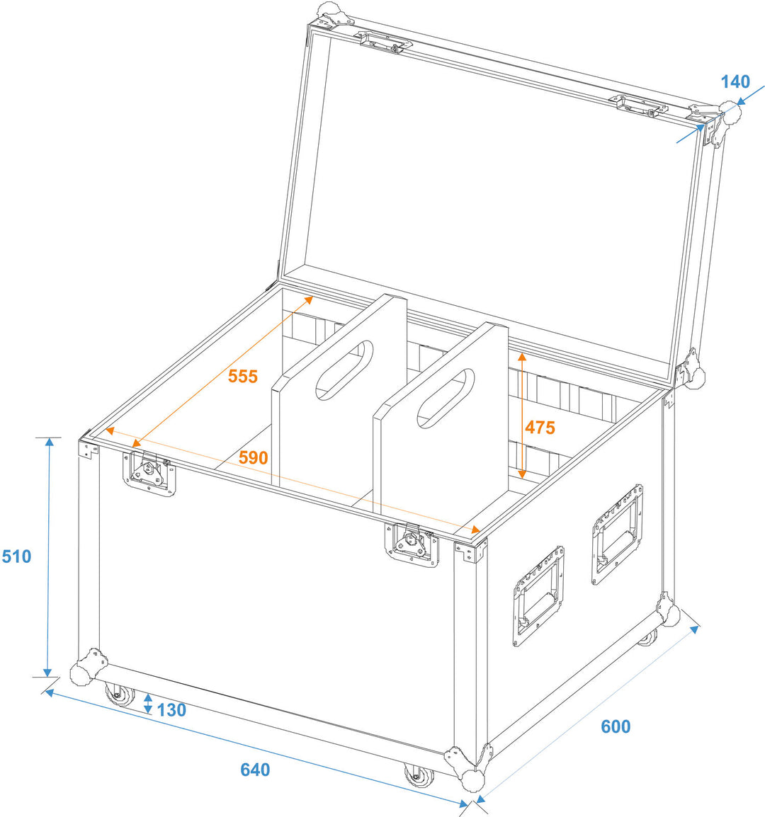 ROADINGER Estuche universal de gira de 60cm con ruedas