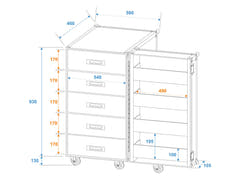 ROADINGER TSF-1 Estuche universal con cajón y ruedas
