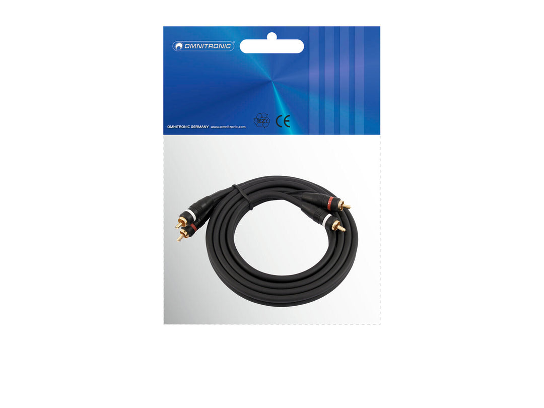 OMNITRONIC Cable RCA 2x2 con toma de tierra 1.5m