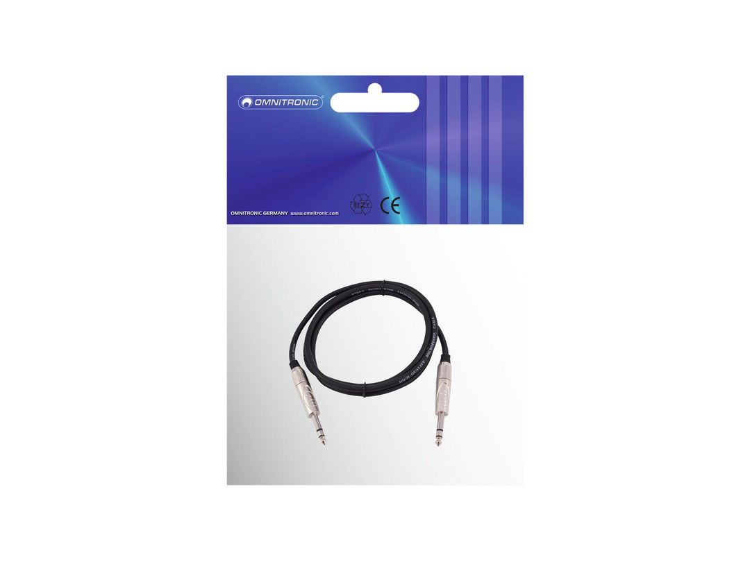 OMNITRONIC Cable Jack 6.3 estéreo 1m bk ROAD