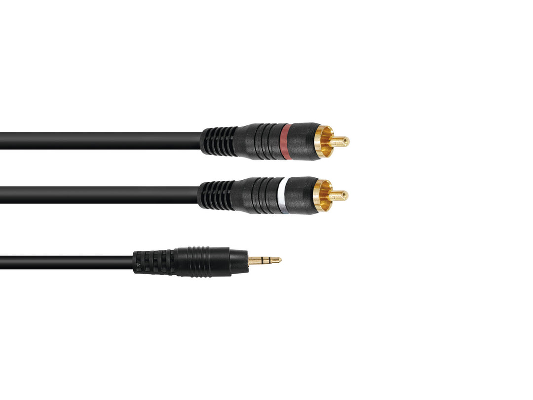 OMNITRONIC Cable adaptador Jack 3.5/2xRCA 3m bk