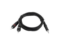 OMNITRONIC Cable adaptador Jack 3.5/2xRCA 1.5m negro
