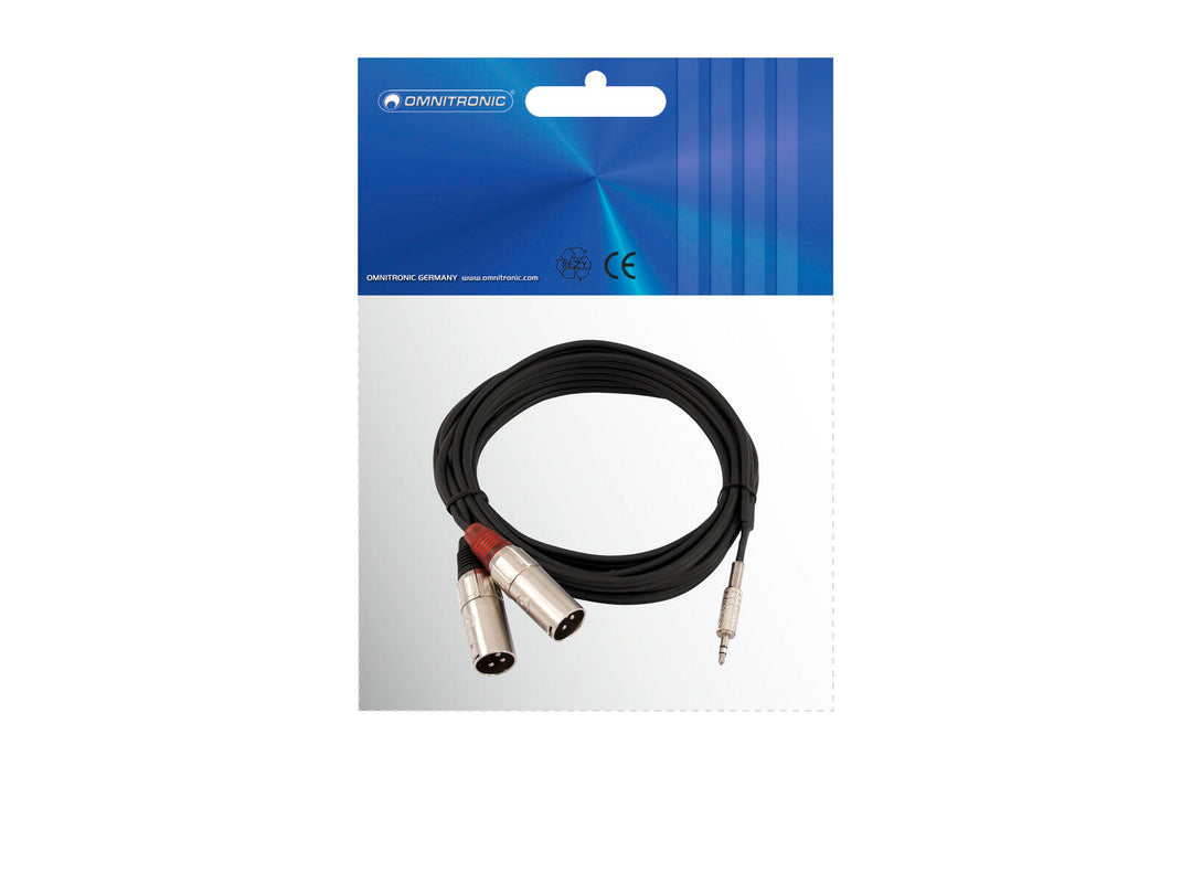 OMNITRONIC Cable adaptador 3.5 Jack/2xXLR(M) 3m bk
