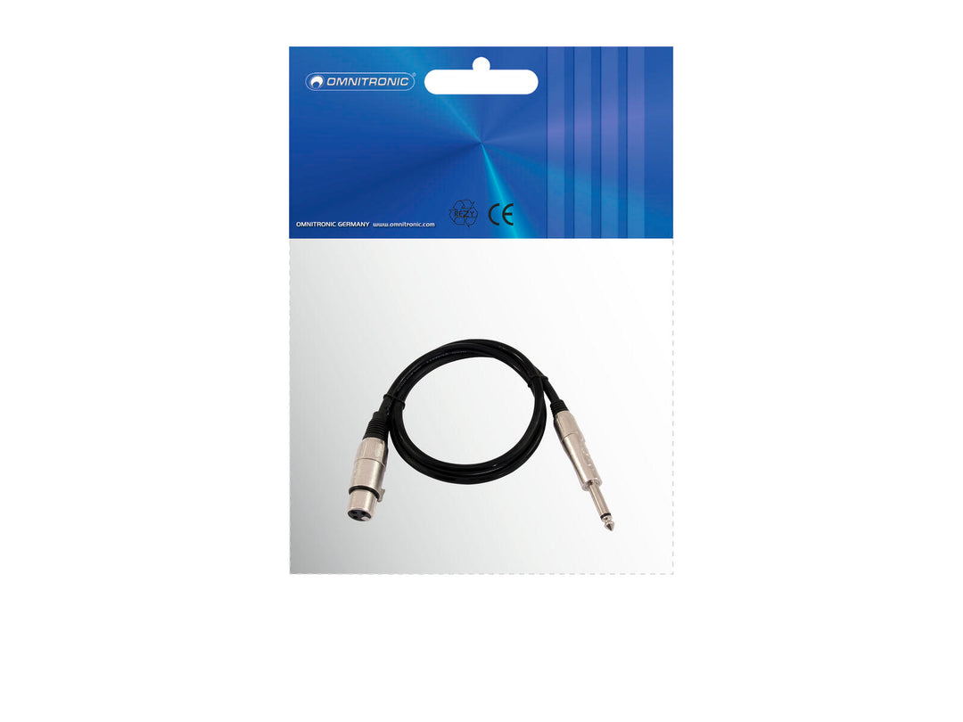 OMNITRONIC Cable adaptador XLR(F)/Jack mono 0.9m bk